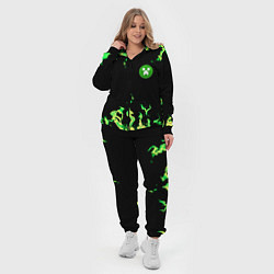 Женский 3D-костюм Minecraft green flame, цвет: 3D-черный — фото 2