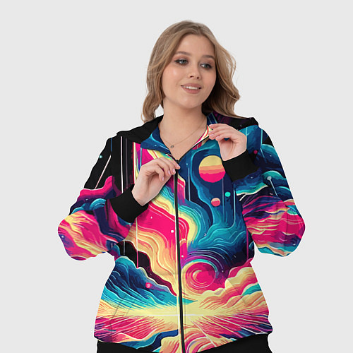 Женский костюм Neon space fantasy - ai art / 3D-Черный – фото 3