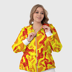 Женский 3D-костюм Абстракция красный рисунок на желтом фоне, цвет: 3D-белый — фото 2