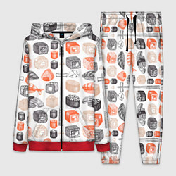 Женский 3D-костюм Орнамент суши паттерн, цвет: 3D-красный