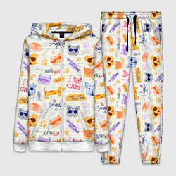 Женский 3D-костюм Я люблю кошек и собак паттерн, цвет: 3D-белый