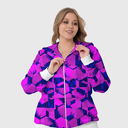 Женский 3D-костюм Абстракция темно фиолетовый геометрический фон, цвет: 3D-белый — фото 2