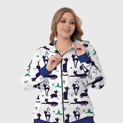 Женский 3D-костюм Узор из черных магических кошек, цвет: 3D-синий — фото 2