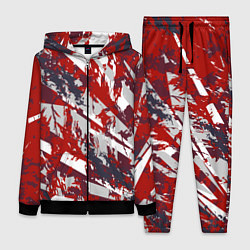 Женский 3D-костюм Геометрическая абстракция линии на красном, цвет: 3D-черный