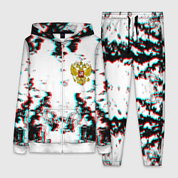 Женский 3D-костюм Герб РФ глитч краски, цвет: 3D-белый