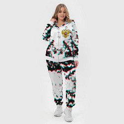 Женский 3D-костюм Герб РФ глитч краски, цвет: 3D-белый — фото 2