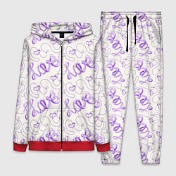 Женский 3D-костюм Паттерн с надписями Love и сердцами, цвет: 3D-красный