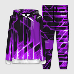 Женский 3D-костюм Abstract purple stripes on a black background, цвет: 3D-белый