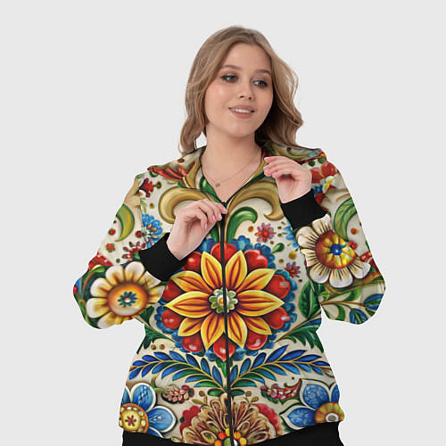 Женский костюм Русские классические узоры и орнамент / 3D-Черный – фото 3