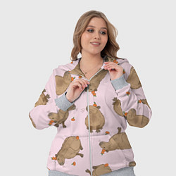 Женский 3D-костюм Паттерн с капибарами и мандаринками розовый, цвет: 3D-меланж — фото 2