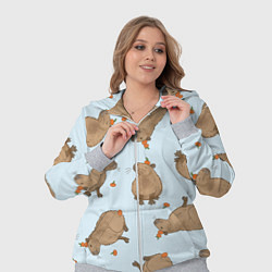 Женский 3D-костюм Паттерн с капибарами и мандаринками голубой, цвет: 3D-меланж — фото 2