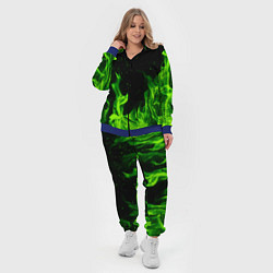 Женский 3D-костюм Огонь зелёный текстура, цвет: 3D-синий — фото 2