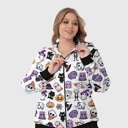 Женский 3D-костюм Кавайный хэллоуин - призраки и черепа на белом фон, цвет: 3D-черный — фото 2