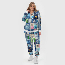 Женский 3D-костюм Minecraft на пэчворк джинсах, цвет: 3D-белый — фото 2