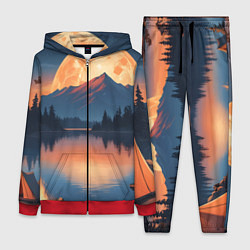 Женский 3D-костюм Костер на берегу озера, цвет: 3D-красный