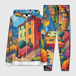 Женский костюм Живопись яркие домики фовизм
