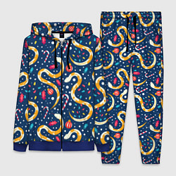 Женский 3D-костюм Новогодний паттерн символ года 2025, цвет: 3D-синий