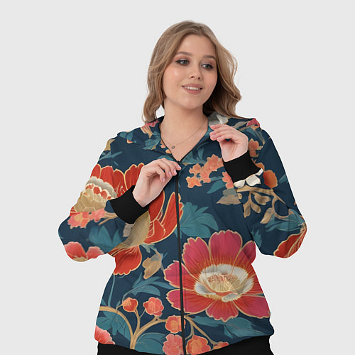 Женский костюм Искусство алые цветы / 3D-Черный – фото 3