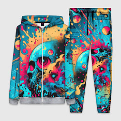 Женский 3D-костюм Абстракция с черепом - нейроарт, цвет: 3D-меланж