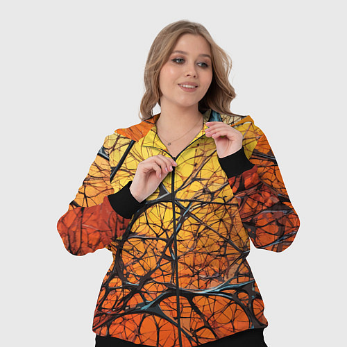 Женский костюм Чёрные волокна и жёлтый градиент абстракция / 3D-Черный – фото 3