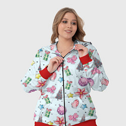 Женский 3D-костюм Новогодний фон, цвет: 3D-красный — фото 2