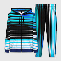 Женский 3D-костюм Разноцветные вертикальные линии, цвет: 3D-синий