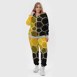 Женский 3D-костюм Белые шестиугольники на чёрно-жёлтом фоне, цвет: 3D-меланж — фото 2