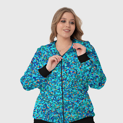 Женский костюм Сине-голубой пуантилизм / 3D-Черный – фото 3