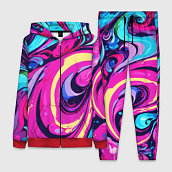 Женский 3D-костюм Сине-розовый узор, цвет: 3D-красный