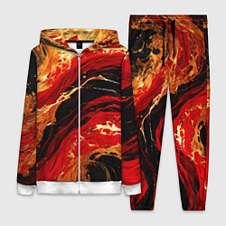 Женский 3D-костюм Красно-золотые брызги на чёрном фоне, цвет: 3D-белый