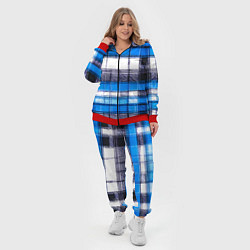 Женский 3D-костюм Чёрные полосы на сине-белом фоне, цвет: 3D-красный — фото 2