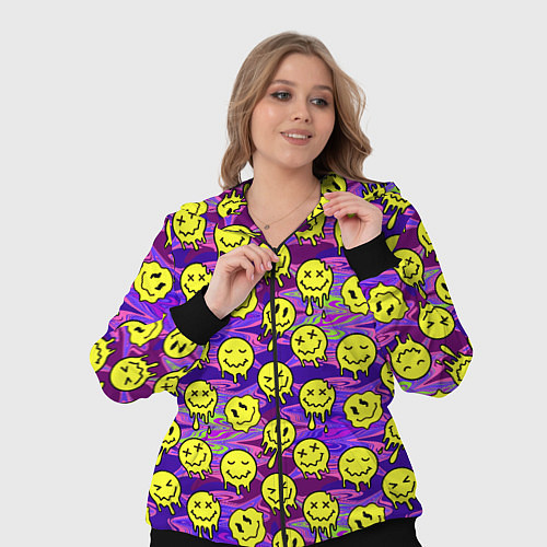 Женский костюм Психоделические желтые смайлы / 3D-Черный – фото 3