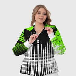 Женский 3D-костюм Зелёно-чёрный гранж на белом фоне, цвет: 3D-белый — фото 2