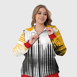 Женский 3D-костюм Жёлто-чёрный гранж на белом фоне, цвет: 3D-красный — фото 2