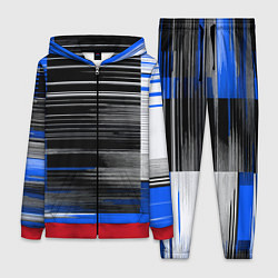 Женский 3D-костюм Белые вертикальные полосы на чёрно-синем фоне, цвет: 3D-красный