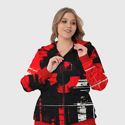 Женский 3D-костюм Красно-белый гранж на чёрном фоне, цвет: 3D-красный — фото 2