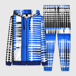 Женский 3D-костюм White stripes on a black and blue background, цвет: 3D-синий