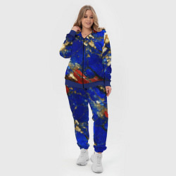 Женский 3D-костюм Золотой и красный минерал в синем камне, цвет: 3D-синий — фото 2