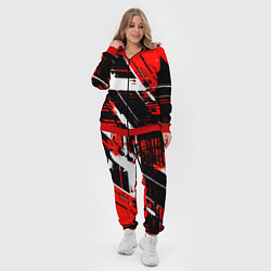 Женский 3D-костюм Diagonal black and white stripes on a red backgrou, цвет: 3D-красный — фото 2