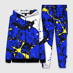 Женский 3D-костюм Сине-жёлтая абстракция на белом фоне, цвет: 3D-черный
