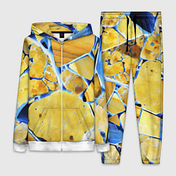 Женский 3D-костюм Жёлто-синяя абстракция, цвет: 3D-белый