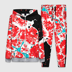 Женский 3D-костюм Сине красная абстракция на чёрном фоне, цвет: 3D-меланж