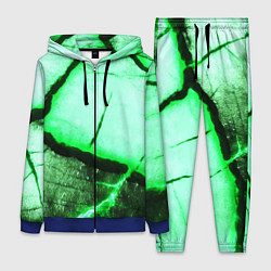 Женский 3D-костюм Трещины на абстрактном зелёном фоне, цвет: 3D-синий
