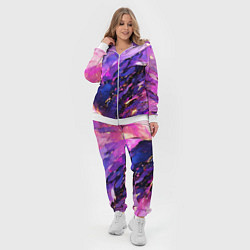 Женский 3D-костюм Фиолетово-розовая абстракция, цвет: 3D-белый — фото 2