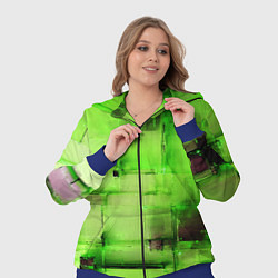 Женский 3D-костюм Чёрные пятна на зелёном фоне абстракция, цвет: 3D-синий — фото 2