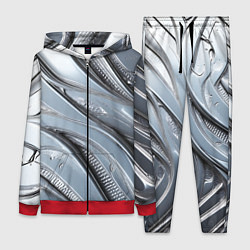 Женский 3D-костюм Полированный металл серебряный, цвет: 3D-красный