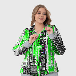 Женский 3D-костюм Киберпанк паттерн зелёный, цвет: 3D-меланж — фото 2