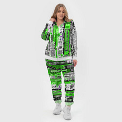 Женский 3D-костюм Киберпанк паттерн зелёный, цвет: 3D-белый — фото 2