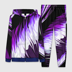 Женский 3D-костюм Бело-фиолетовые острые полосы на чёрном фоне, цвет: 3D-синий