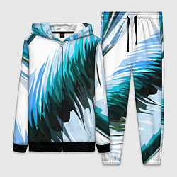 Женский 3D-костюм Чёрно-синие острые полосы на белом фоне, цвет: 3D-черный